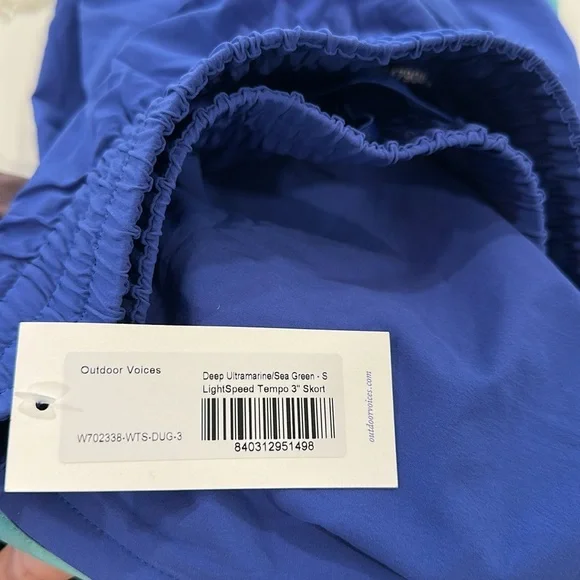 *NWT Outdoor Voices 3" Royal Blue Skirt with Aqua Trim Tennis Golf Activewear - Picture 10 of 10